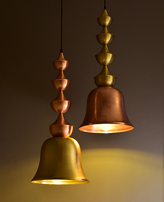 Garland Bell Pendant Lamp copper and Brass by Sahil & Sarthak